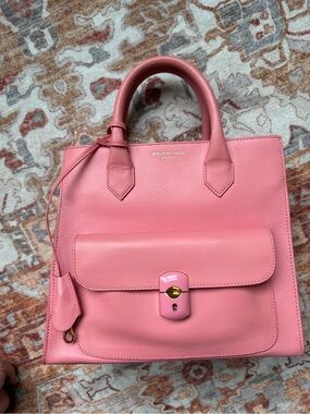 Balenciaga Pink Leather Satchel with Front Pocket and Top Handles